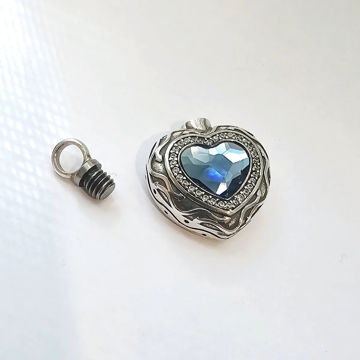 Blue Heart Cremation Necklace view 3