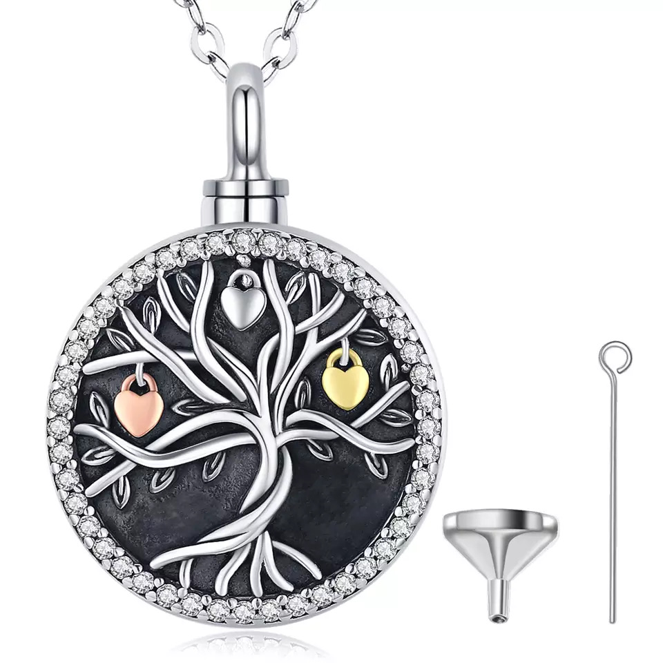 Sterling Silver Tree Cremation Necklace view 2